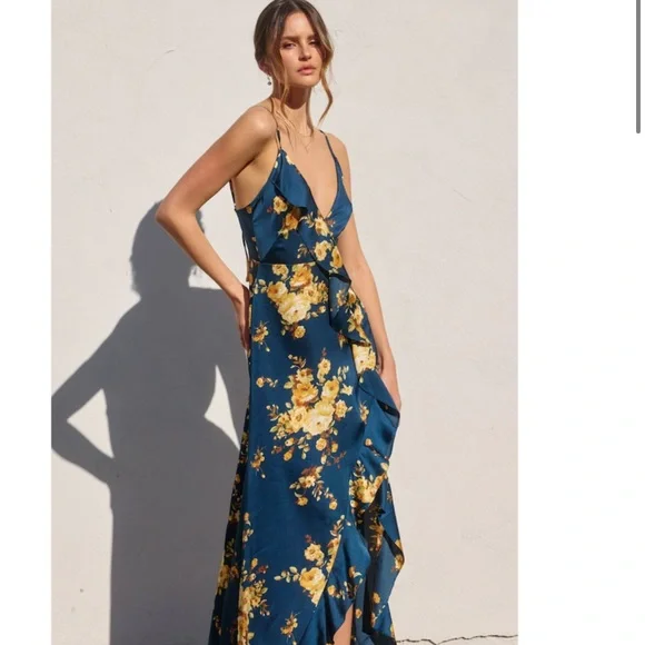 Floral Assymetrical Maxi Dress - Picture 2 of 9